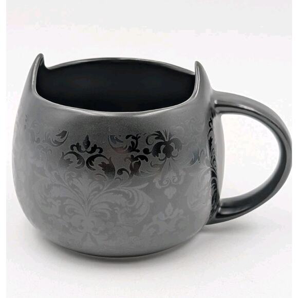 Cat Lady Box Ceramic Yarn Bowl Black Damask Cat Ear Limited Edition - Picture 1 of 8